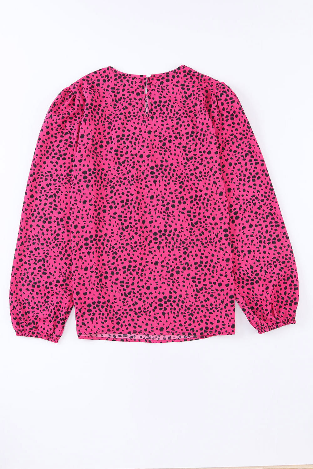 Rose Leopard Print Pleated Blouse with Keyhole - The Red Leopard Boutique 