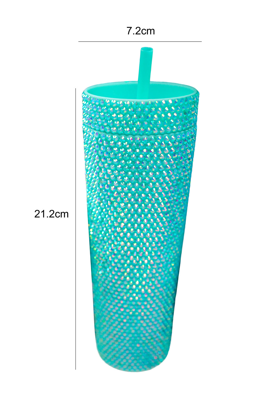 Green Full Rhinestone Straw Cup - The Red Leopard Boutique 