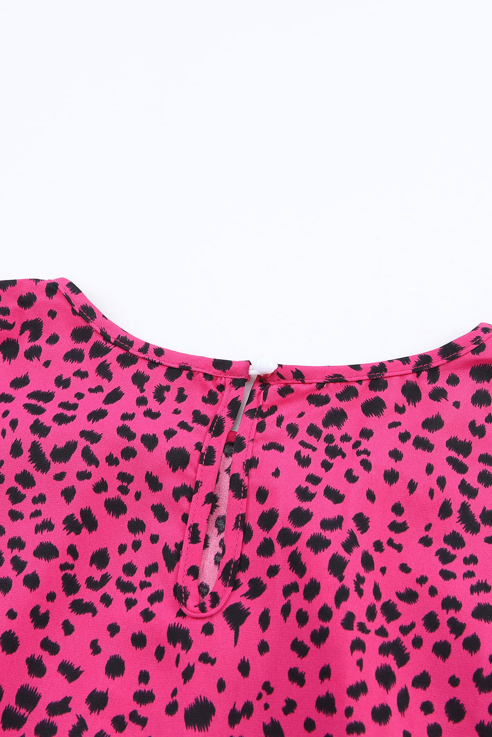 Rose Leopard Print Pleated Blouse with Keyhole - The Red Leopard Boutique 