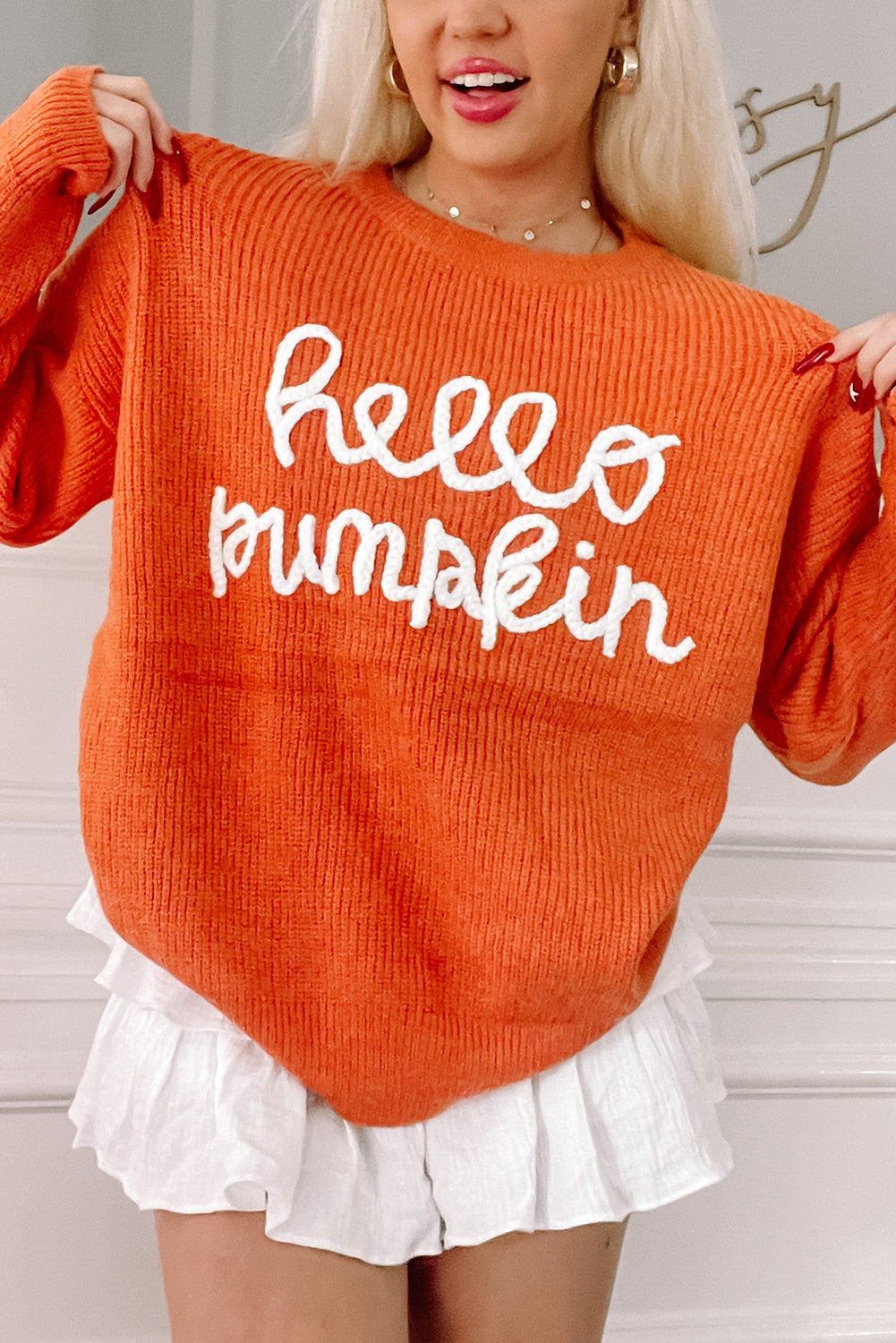 Flamingo Hello Pumpkin Graphic Sweater