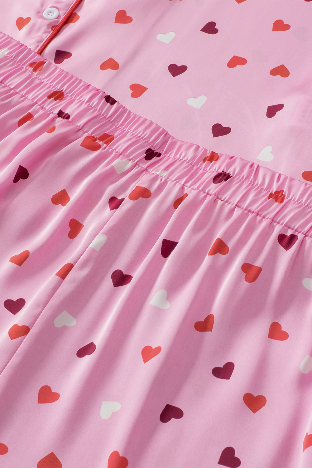 Pink Valentine Heart Shape Print Plus Size Sleepwear