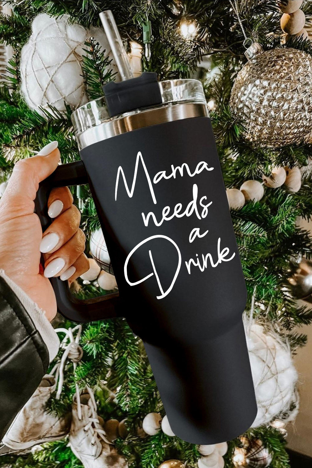 Black Mama Needs A Drink Stainless Steel Portable Cup 40oz - The Red Leopard Boutique 