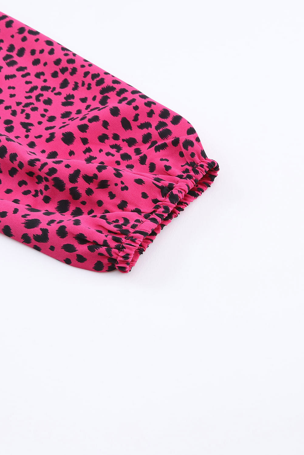 Rose Leopard Print Pleated Blouse with Keyhole - The Red Leopard Boutique 