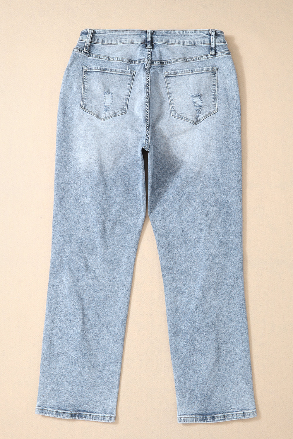 Sky Blue Light Wash Frayed Slim Fit High Waist Jeans - The Red Leopard Boutique 