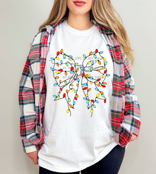 Christmas Lights Bow Tee