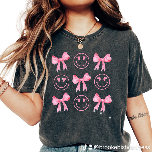 Smiley Faces and Bows Tee