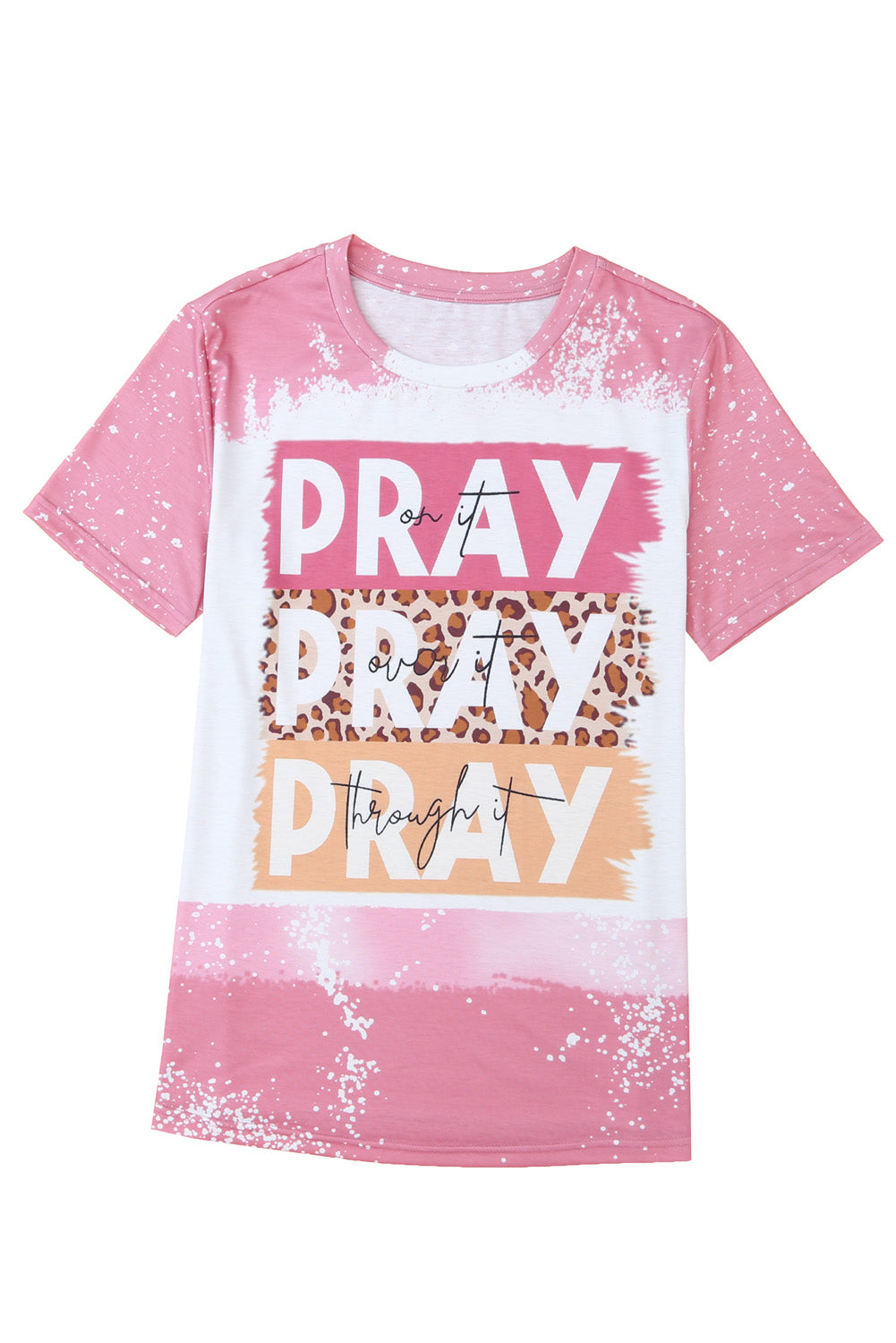 Purple PRAY Color Block Leopard Bleached Tee