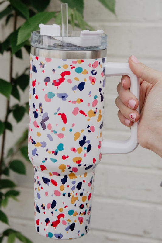 Multicolor Splash Ink Print 304 Stainless Steel Vacuum Tumbler with Handle