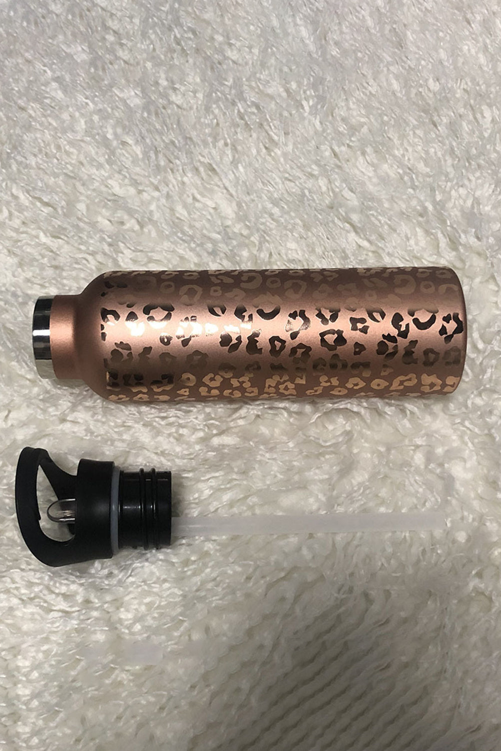 Gold Leopard Print Stainless Leakproof Insulated Water Bottle 25oz