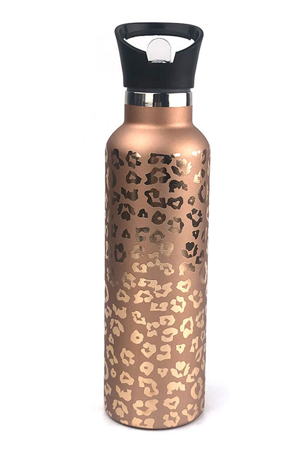 Gold Leopard Print Stainless Leakproof Insulated Water Bottle 25oz