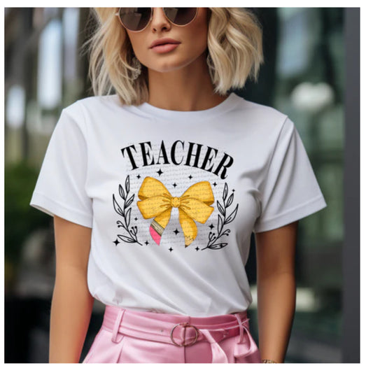 Teacher with Pencil Bow