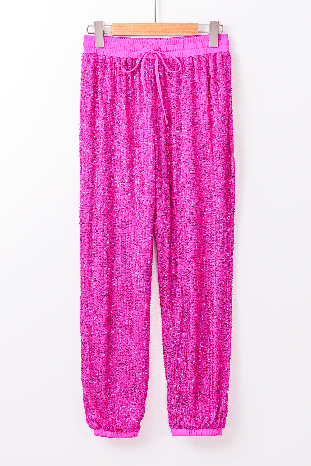 Rose Tie High Waist Sequin Jogger Pants - The Red Leopard Boutique 