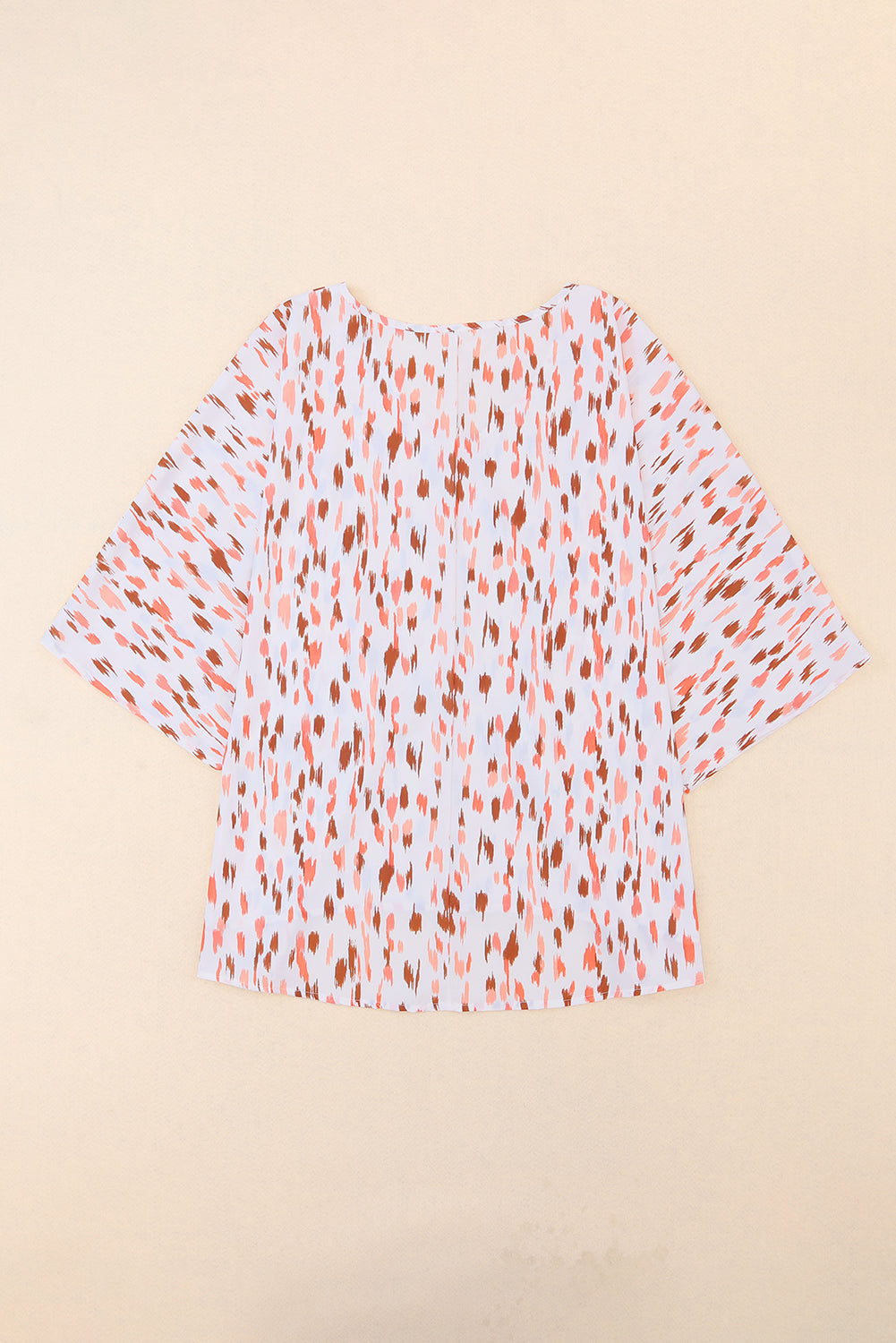 Pink Printed 3/4 Dolman Sleeve Plus Size Blouse