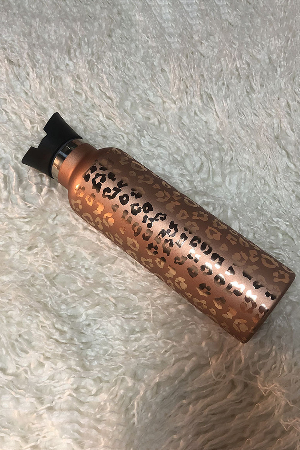 Gold Leopard Print Stainless Leakproof Insulated Water Bottle 25oz