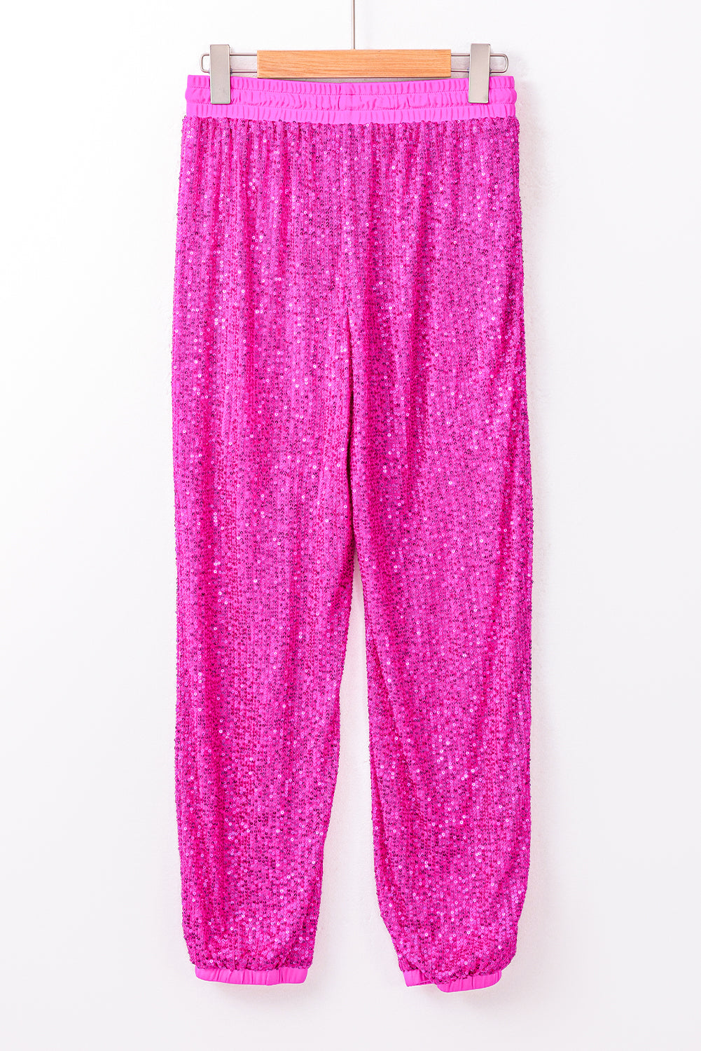 Rose Tie High Waist Sequin Jogger Pants - The Red Leopard Boutique 