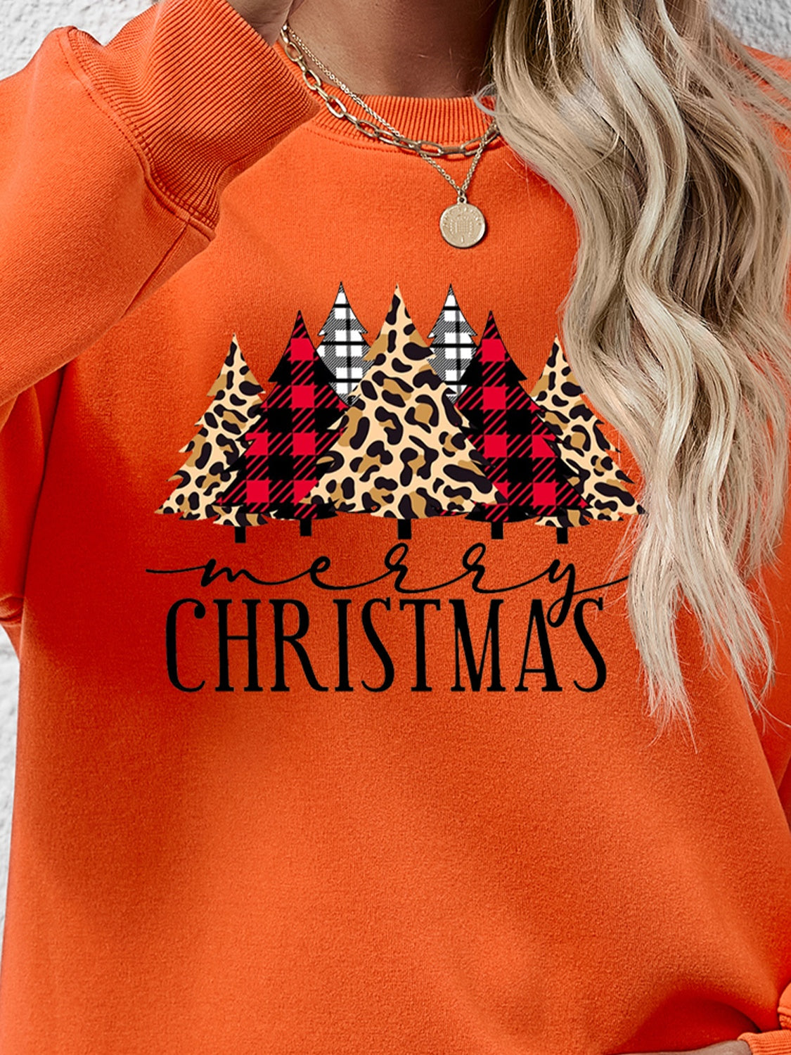 MERRY CHRISTMAS Round Neck Long Sleeve Sweatshirt