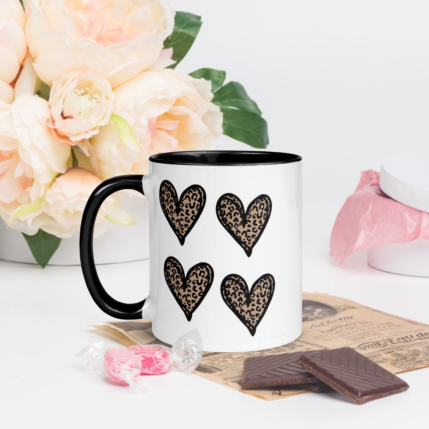 Hearts Mug with Color Inside - The Red Leopard Boutique 