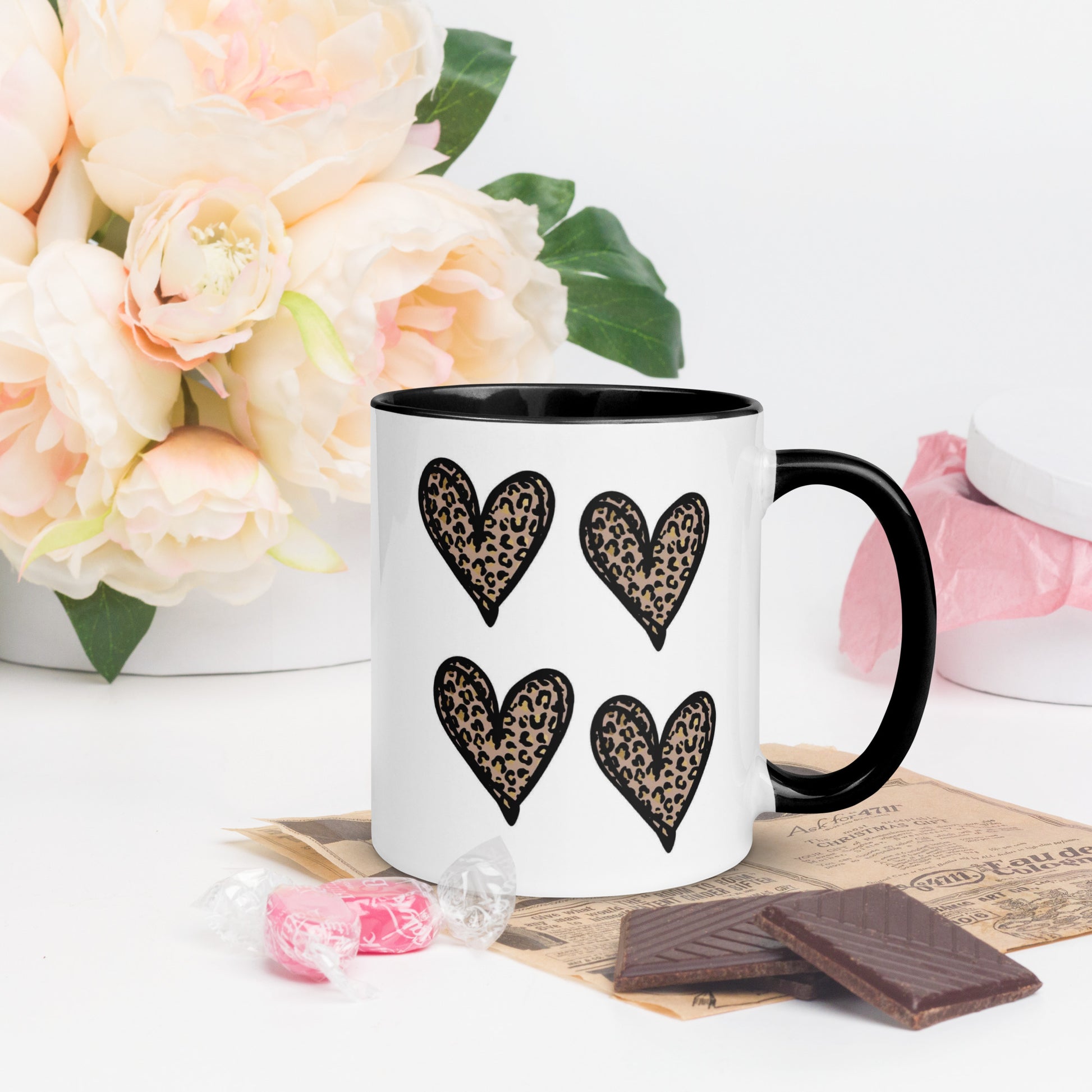 Hearts Mug with Color Inside - The Red Leopard Boutique 