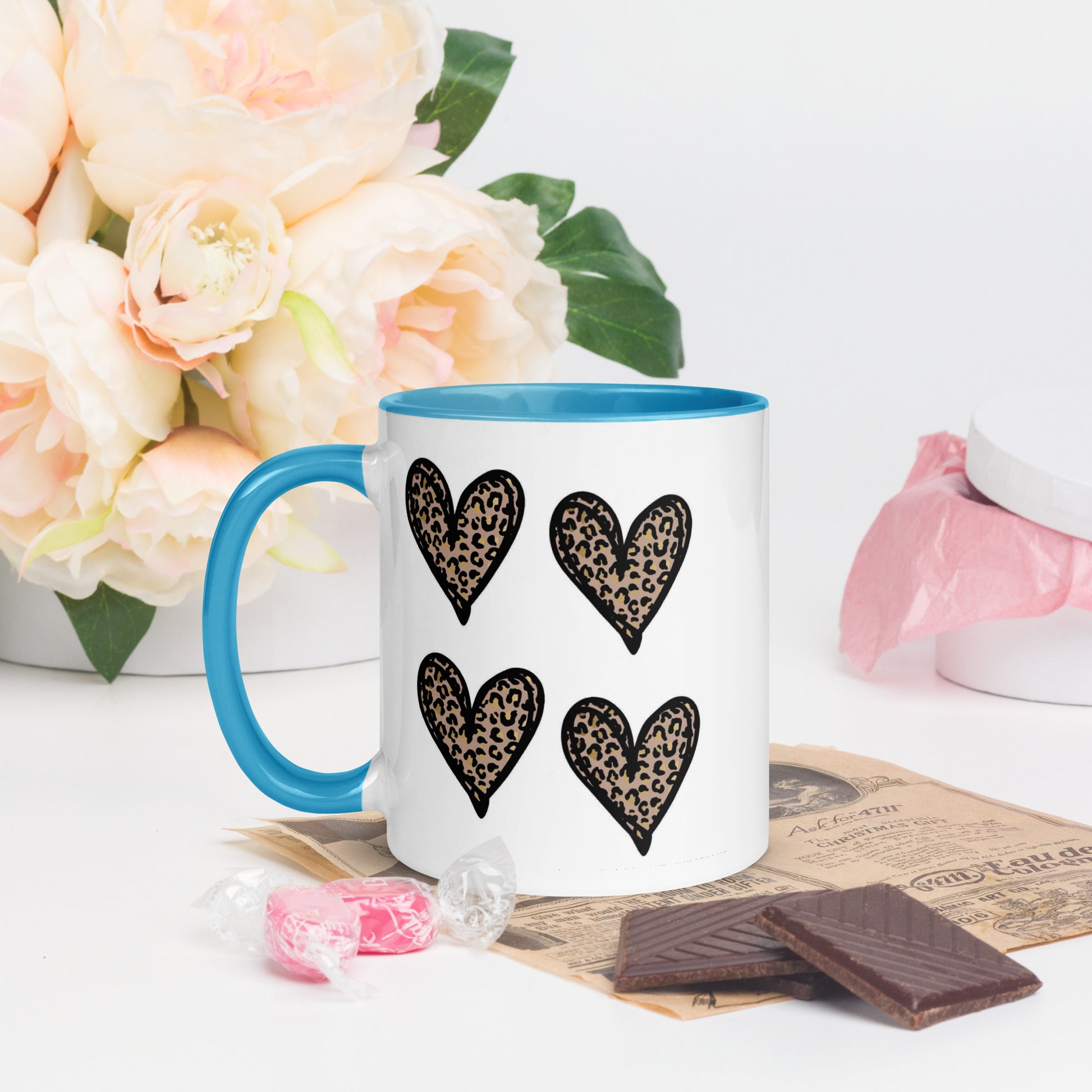 Hearts Mug with Color Inside - The Red Leopard Boutique 