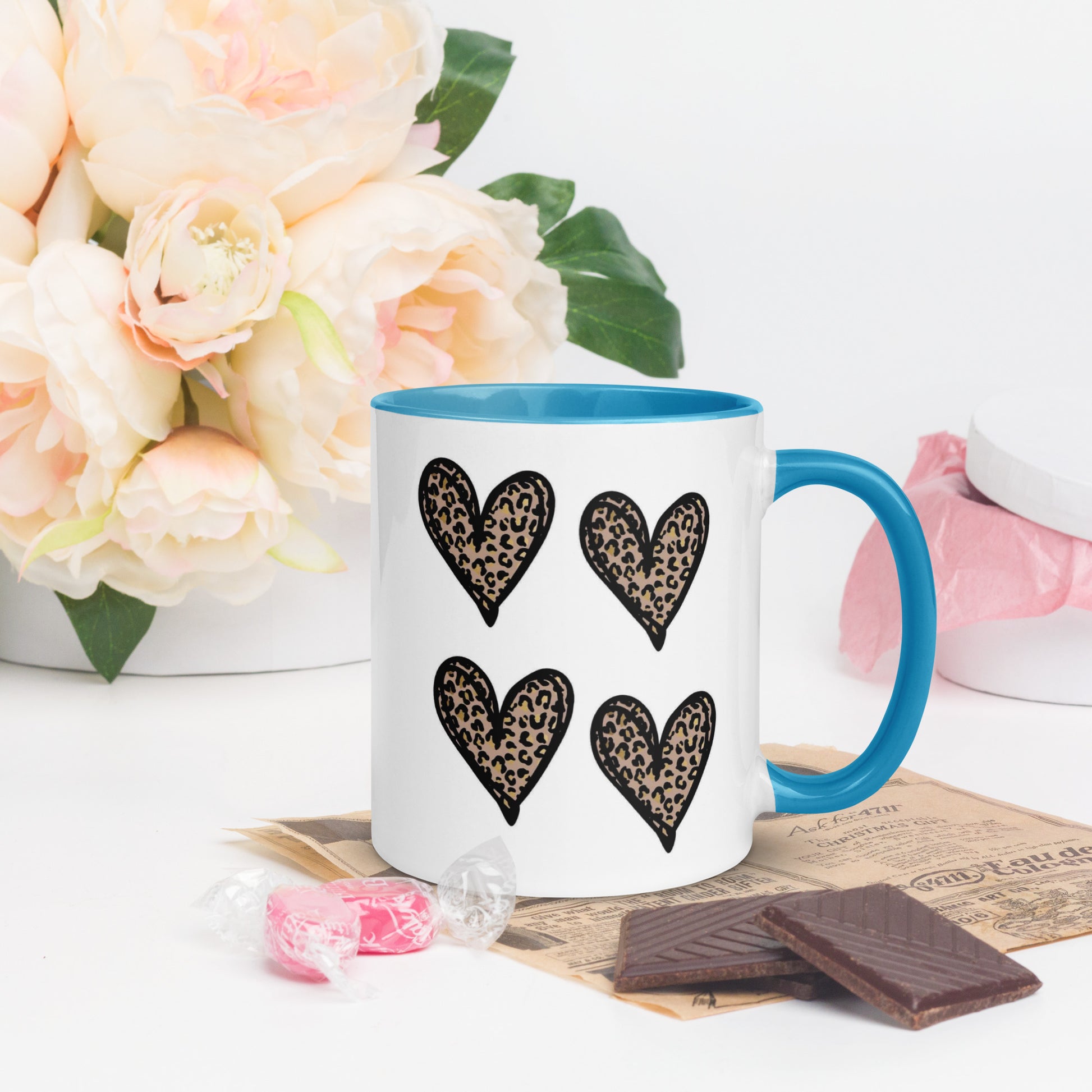 Hearts Mug with Color Inside - The Red Leopard Boutique 