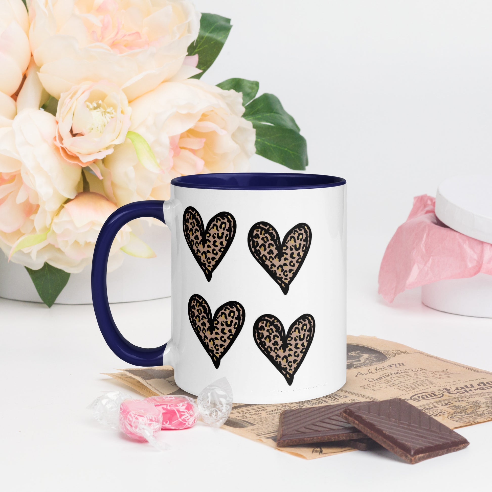 Hearts Mug with Color Inside - The Red Leopard Boutique 