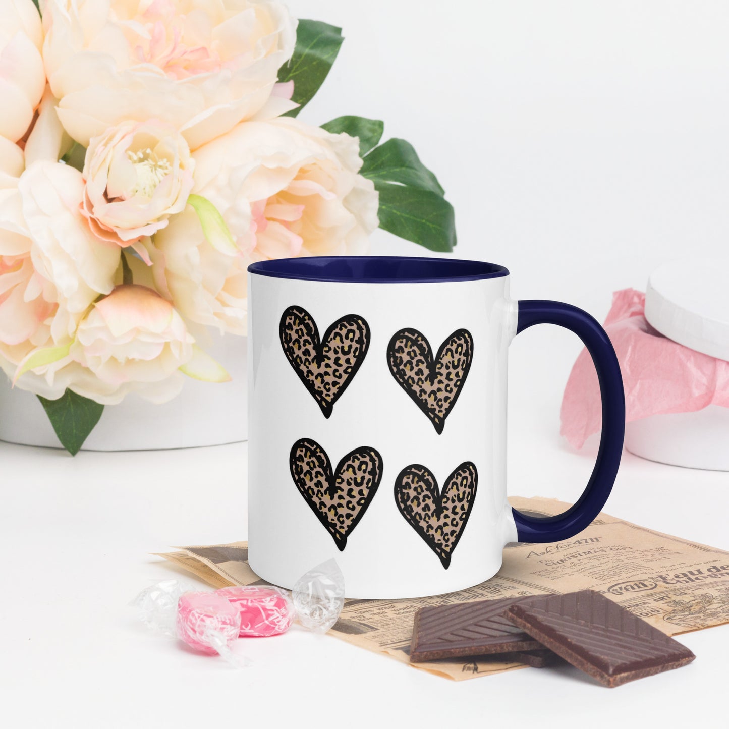 Hearts Mug with Color Inside - The Red Leopard Boutique 