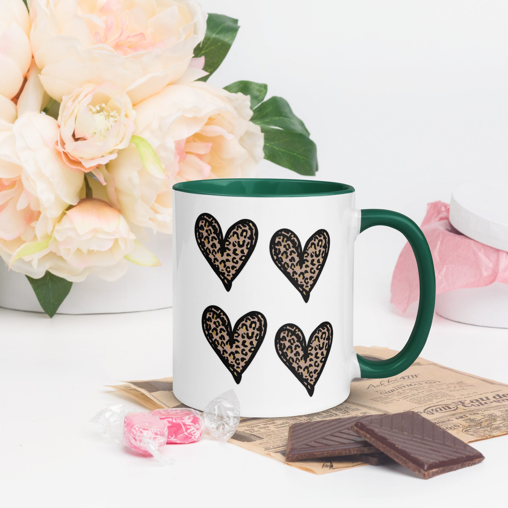 Hearts Mug with Color Inside - The Red Leopard Boutique 