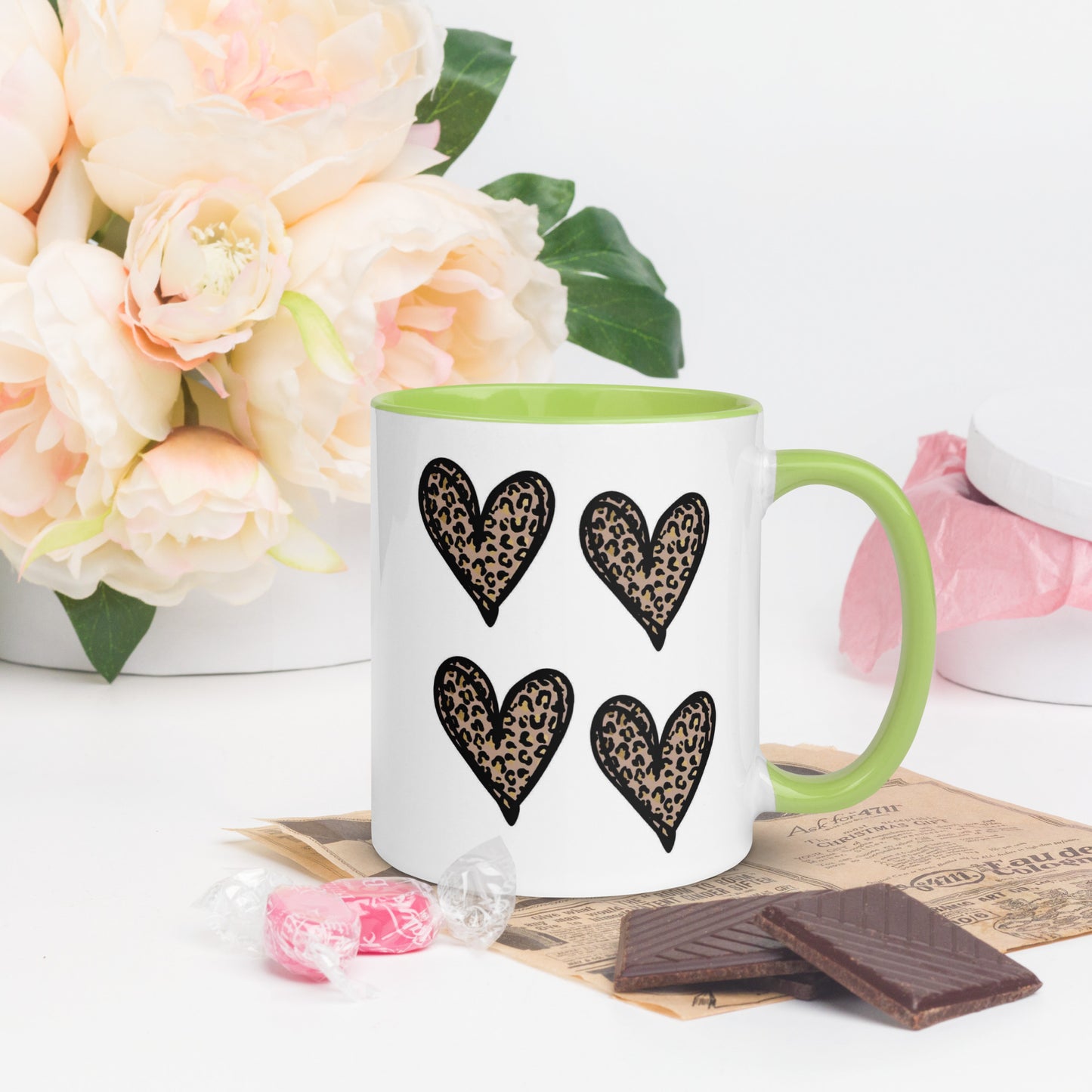 Hearts Mug with Color Inside - The Red Leopard Boutique 