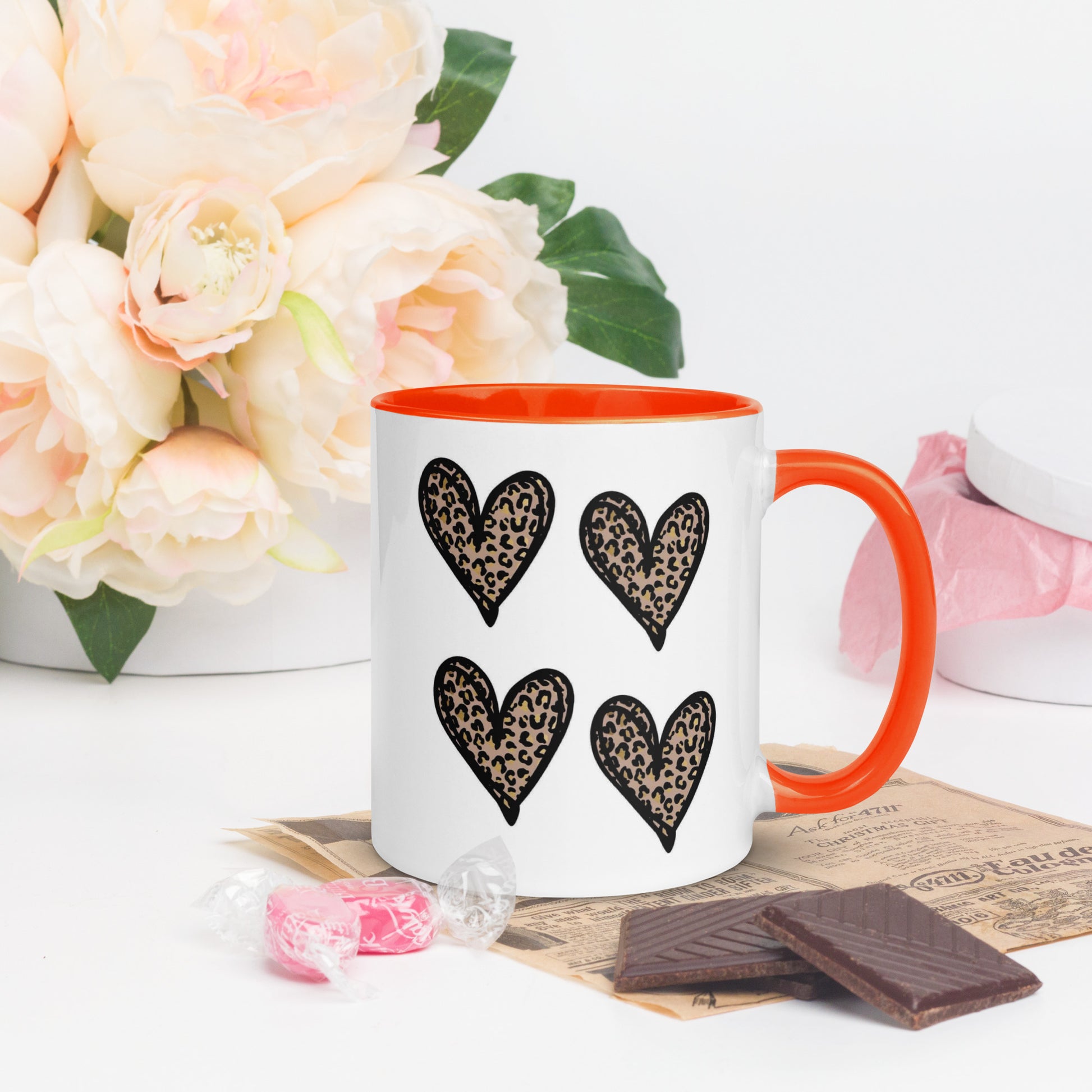 Hearts Mug with Color Inside - The Red Leopard Boutique 