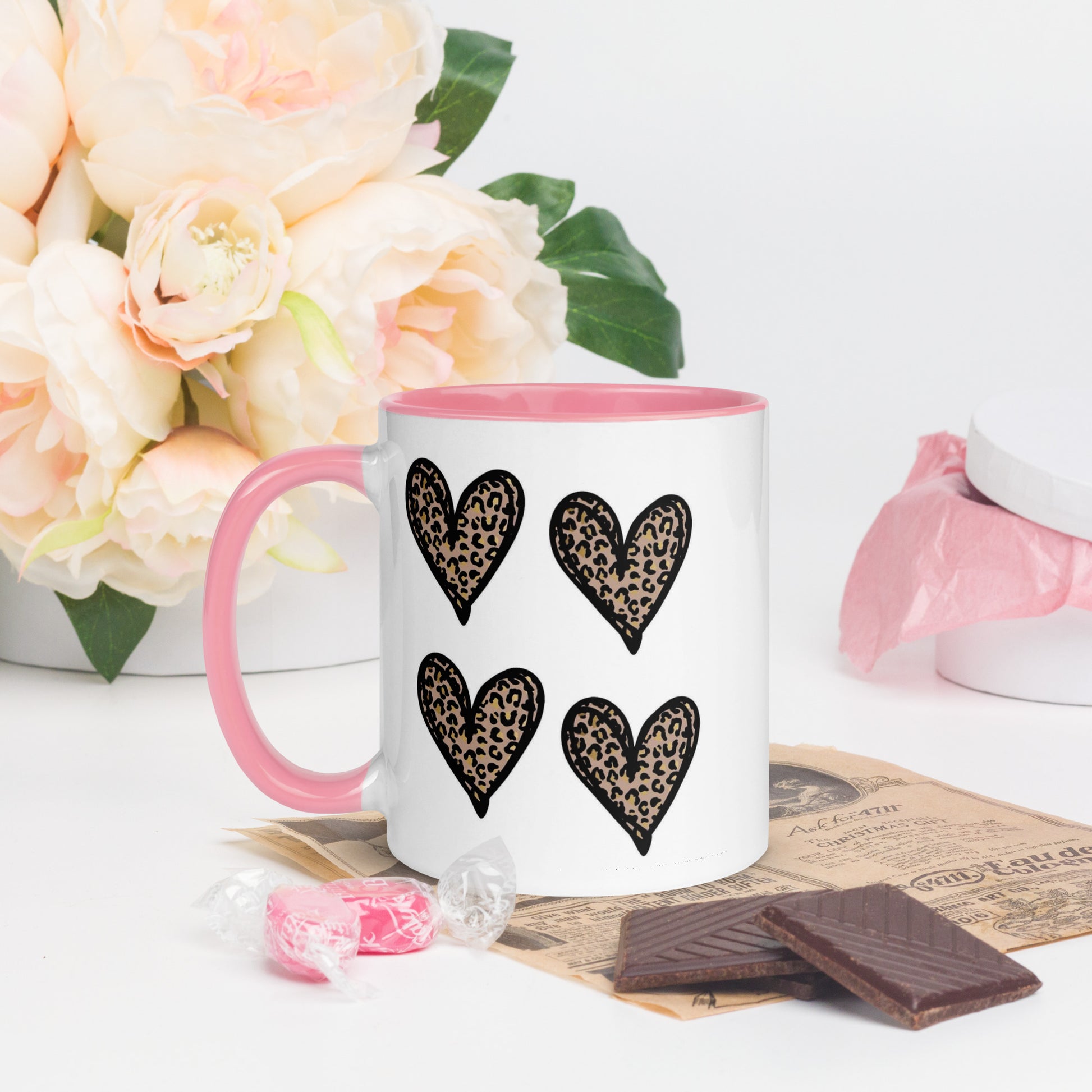 Hearts Mug with Color Inside - The Red Leopard Boutique 