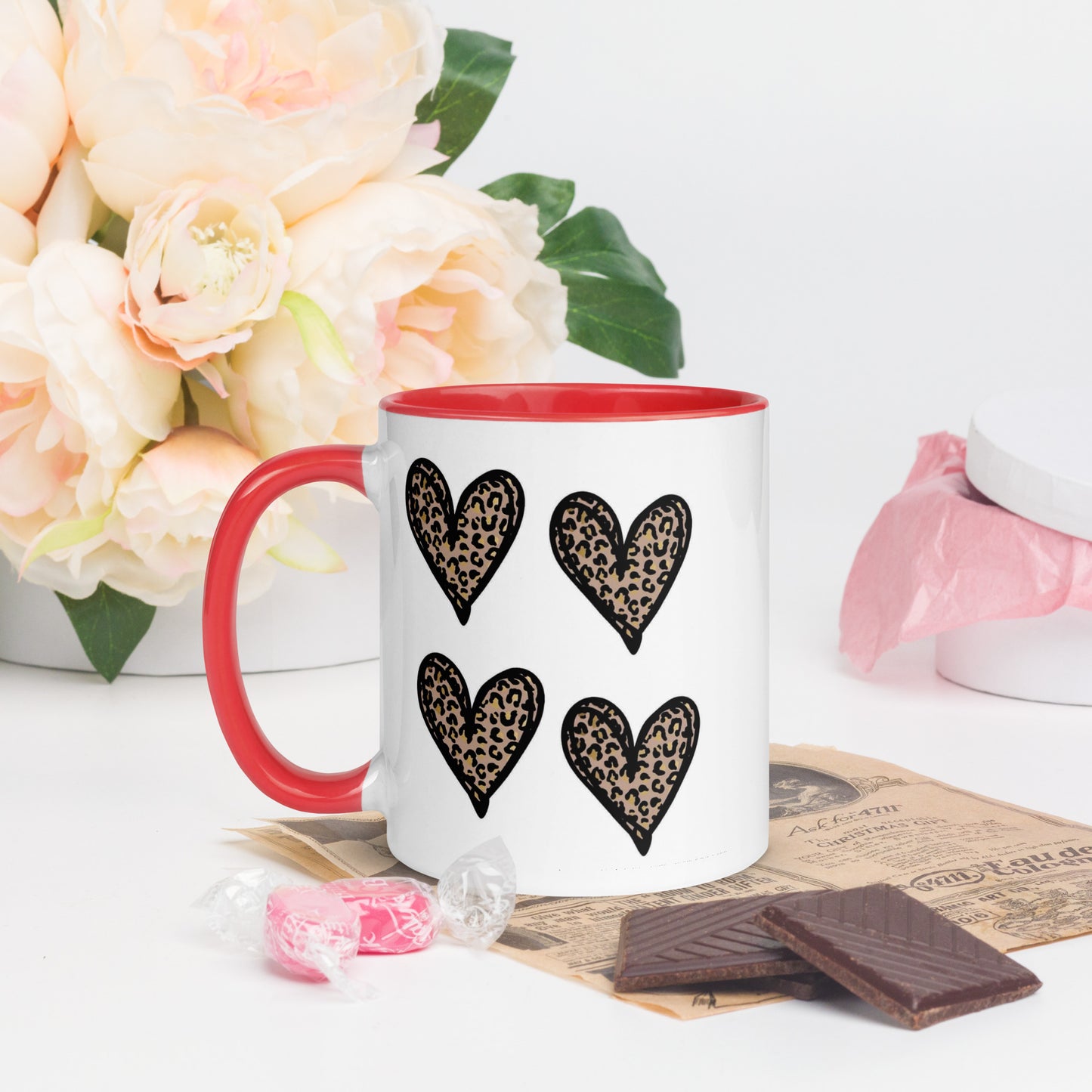 Hearts Mug with Color Inside - The Red Leopard Boutique 