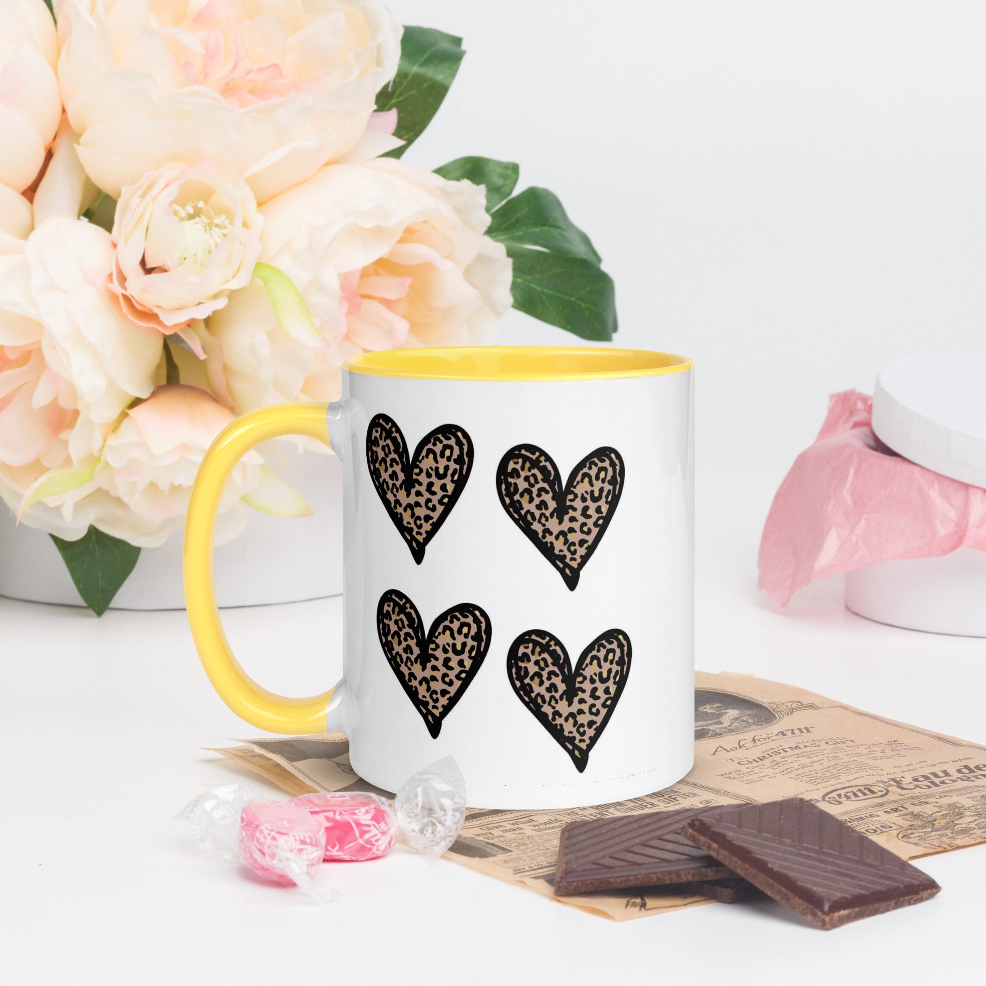 Hearts Mug with Color Inside - The Red Leopard Boutique 