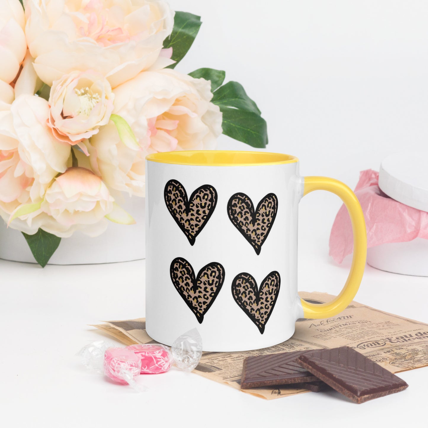 Hearts Mug with Color Inside - The Red Leopard Boutique 