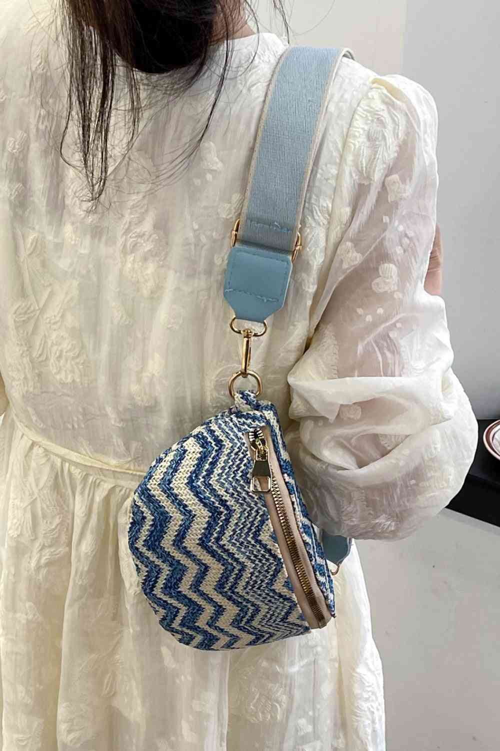 Adored Chevron Straw Sling Bag - The Red Leopard Boutique 