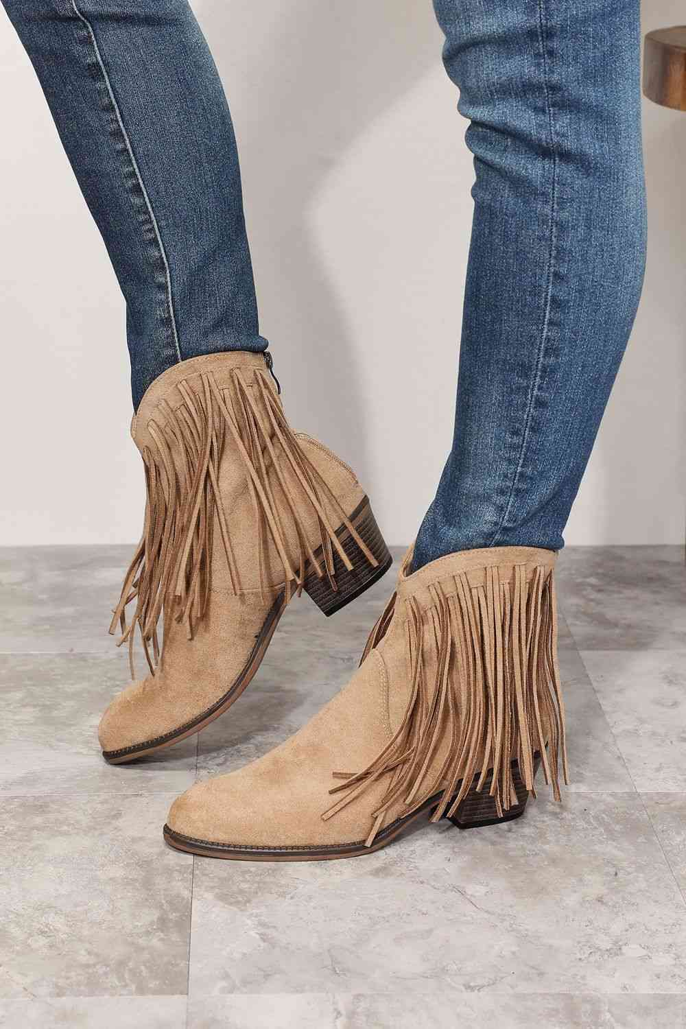 Legend Women's Fringe Cowboy Western Ankle Boots - The Red Leopard Boutique 