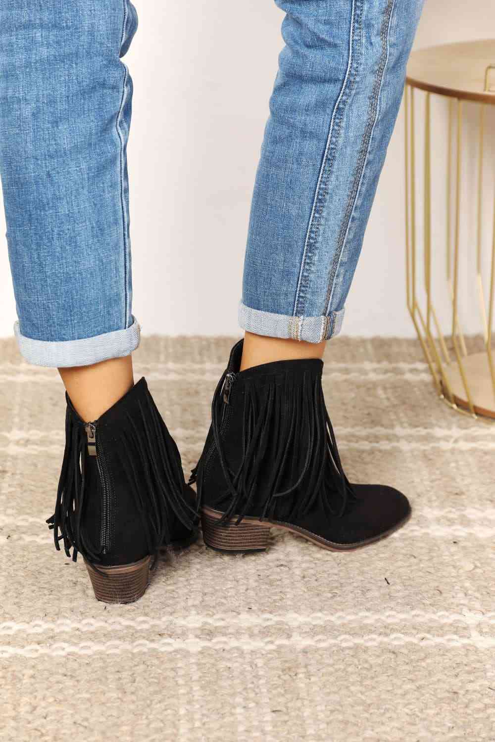 Legend Women's Fringe Cowboy Western Ankle Boots - The Red Leopard Boutique 