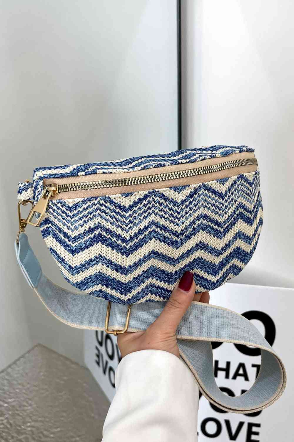 Adored Chevron Straw Sling Bag - The Red Leopard Boutique 