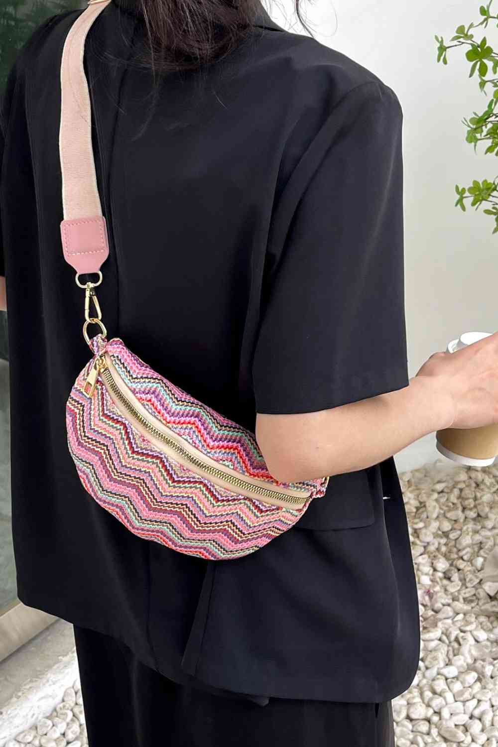 Adored Chevron Straw Sling Bag - The Red Leopard Boutique 