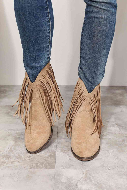 Legend Women's Fringe Cowboy Western Ankle Boots - The Red Leopard Boutique 