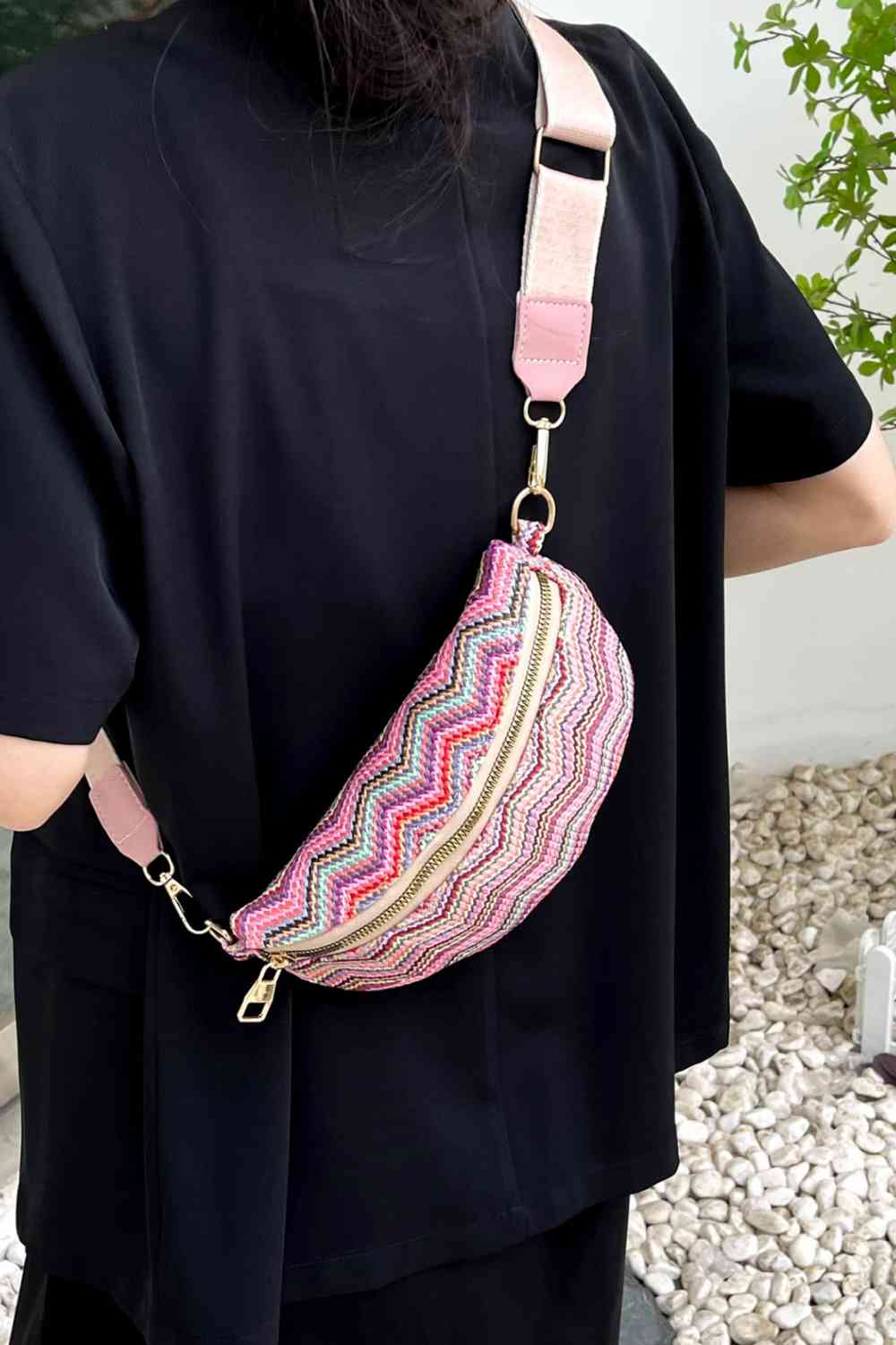 Adored Chevron Straw Sling Bag - The Red Leopard Boutique 