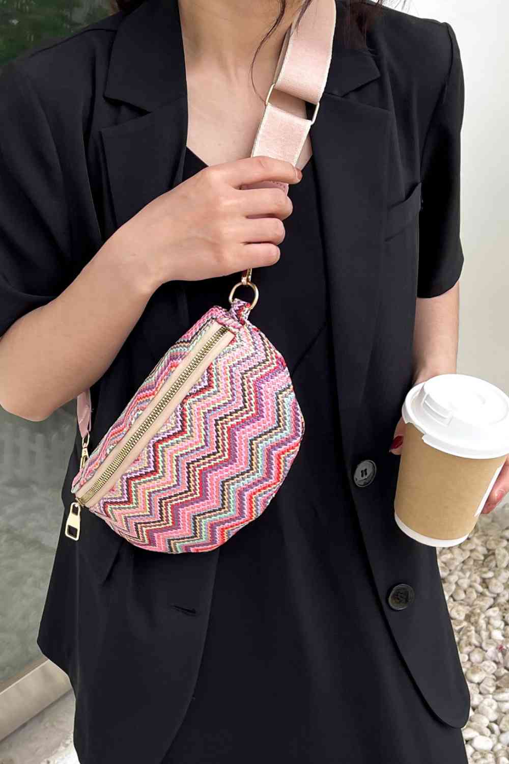 Adored Chevron Straw Sling Bag - The Red Leopard Boutique 