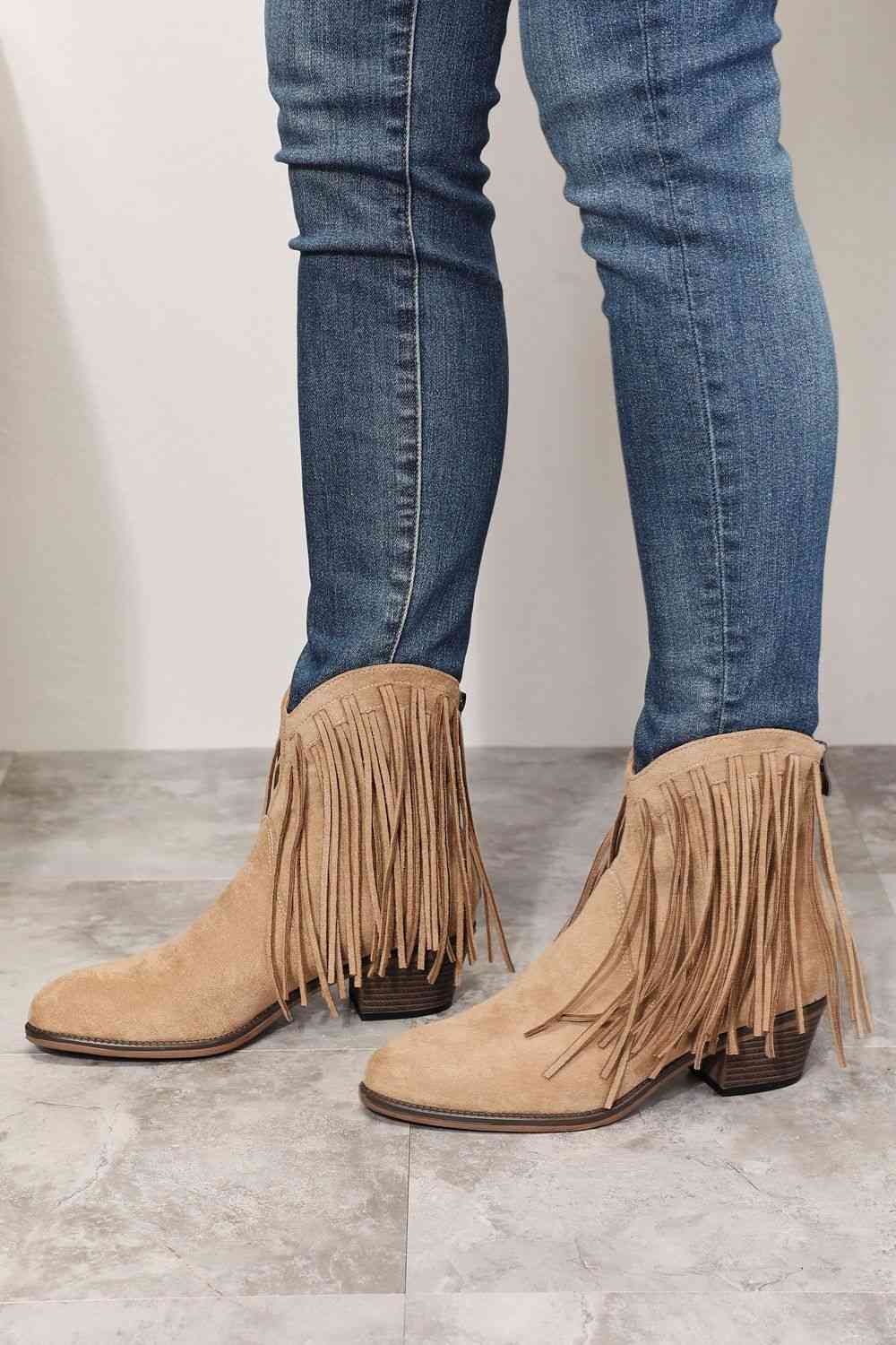 Legend Women's Fringe Cowboy Western Ankle Boots - The Red Leopard Boutique 