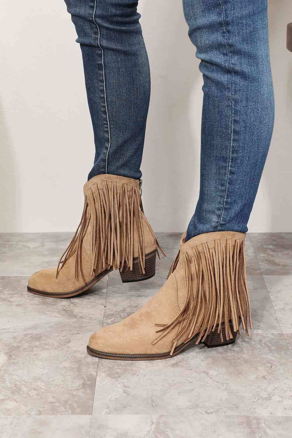 Legend Women's Fringe Cowboy Western Ankle Boots - The Red Leopard Boutique 