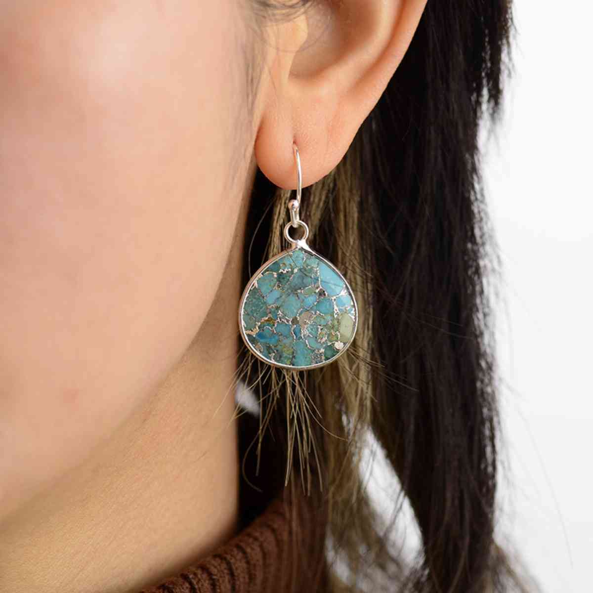 Natural Stone Teardrop Earrings - The Red Leopard Boutique 