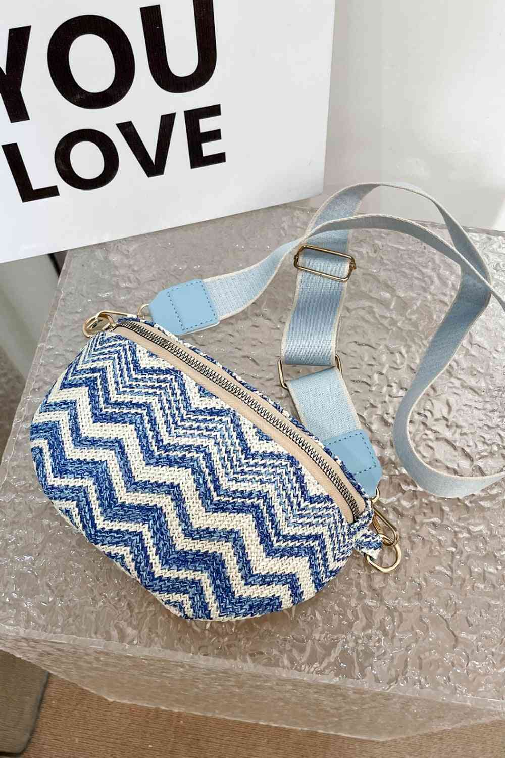 Adored Chevron Straw Sling Bag - The Red Leopard Boutique 